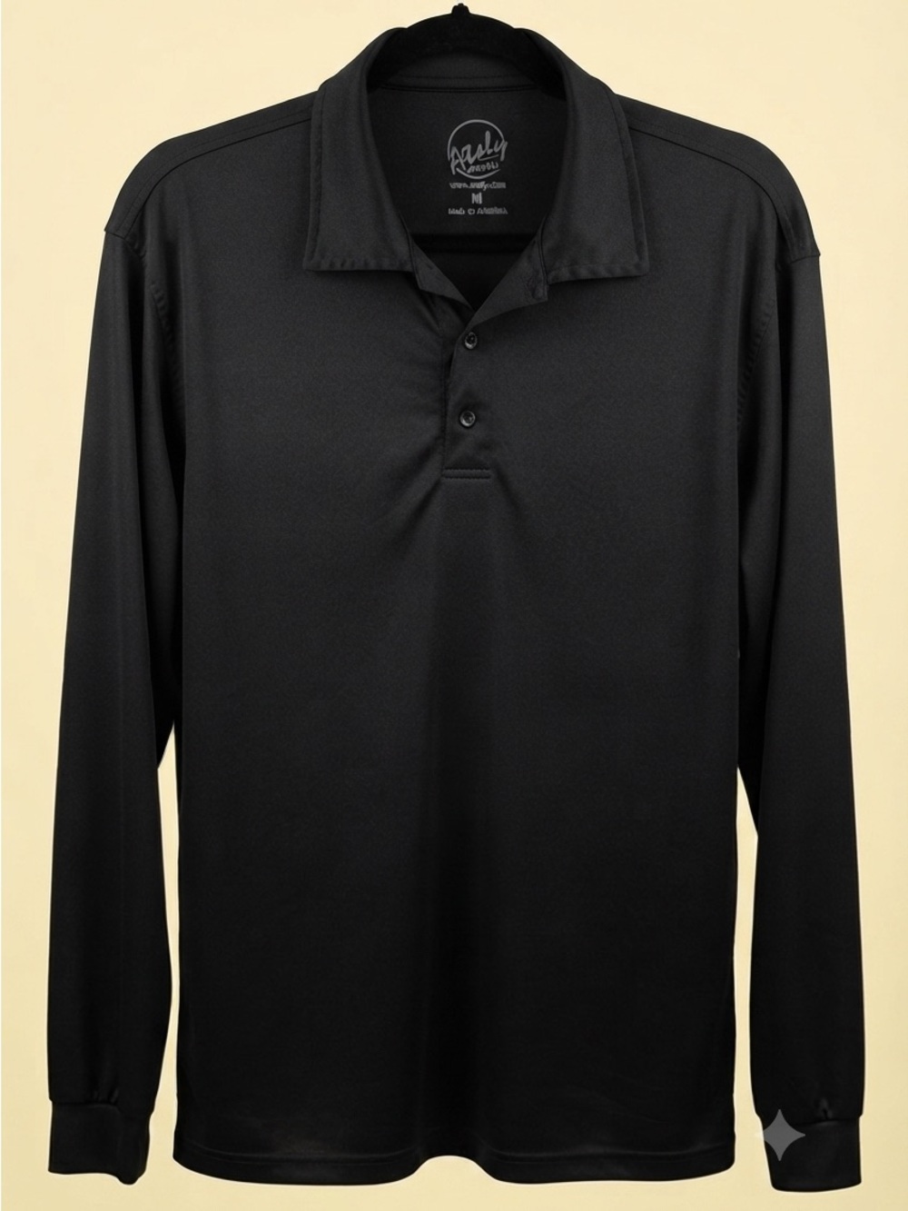Men's Long Sleeve Black Polo Shirt - Performance Look